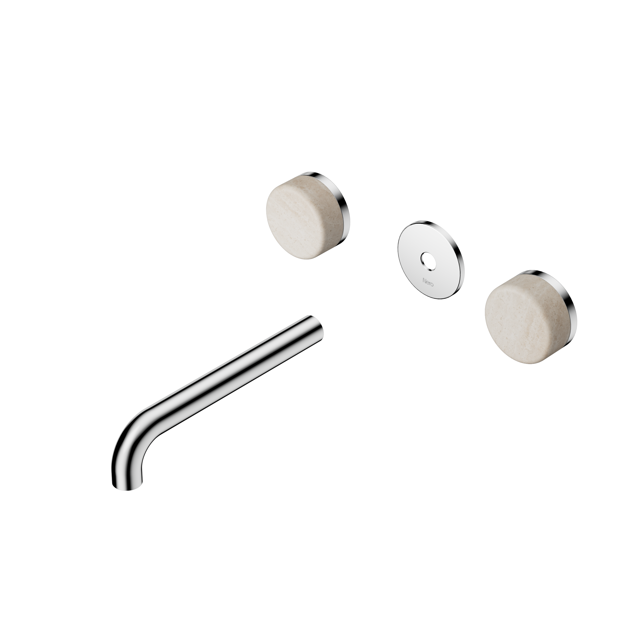Serenity Wall Basin Set 185mm Spout With Rome Travertine Handle Trim Kit Only Chrome