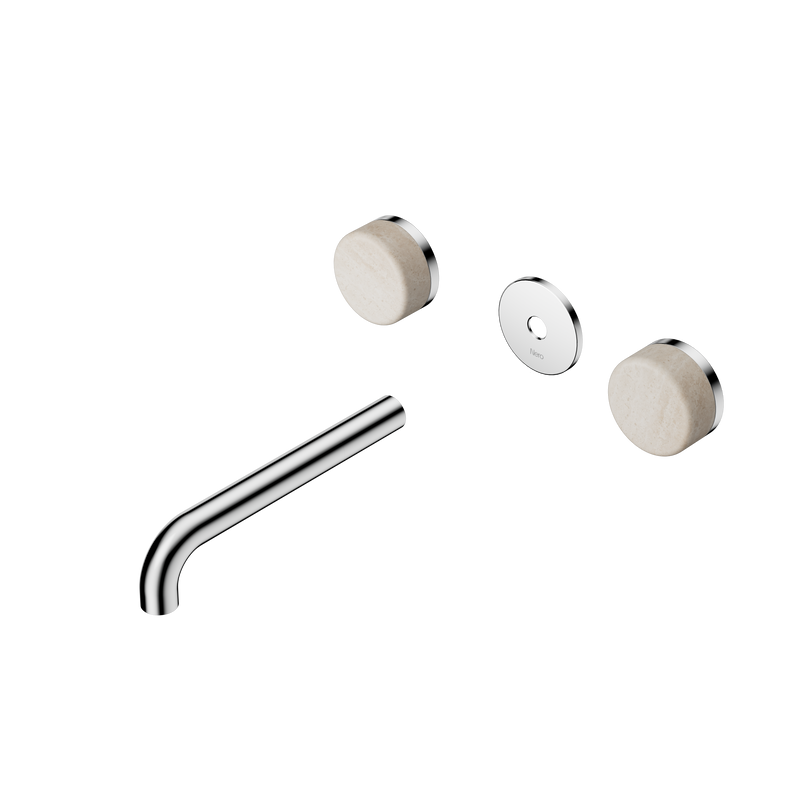 Serenity Wall Basin Set 185mm Spout With Rome Travertine Handle Trim Kit Only Chrome