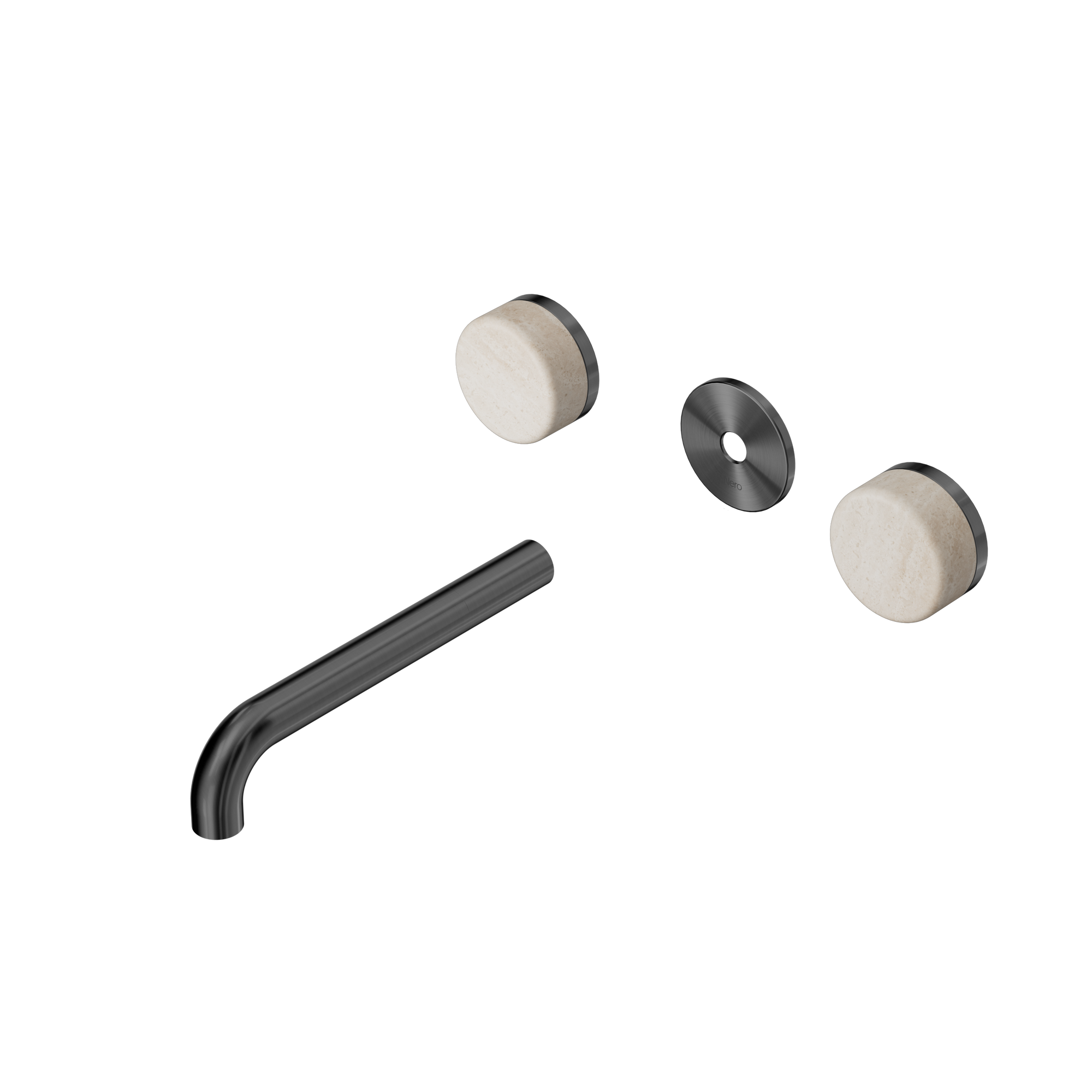 Serenity Wall Basin Set 185mm Spout With Rome Travertine Handle Trim Kit Only Gun Metal