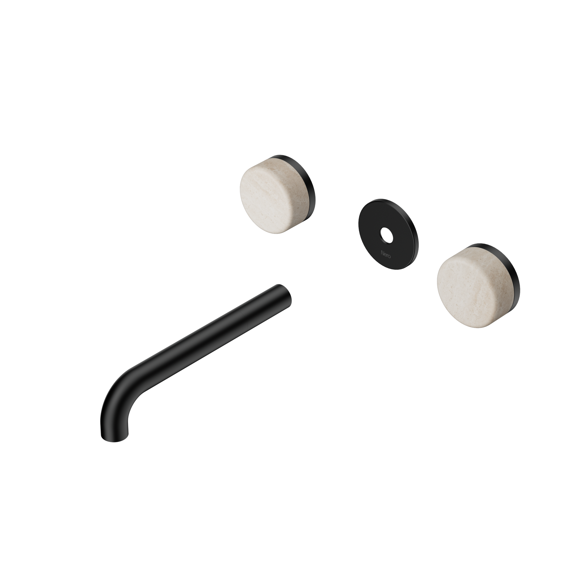 Serenity Wall Basin Set 185mm Spout With Rome Travertine Handle Trim Kit Only Matte Black