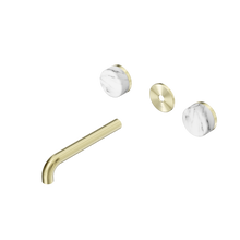 Serenity Wall Basin Set 185mm Spout With Arabescato Corchia Handle Trim Kit Only Brushed Gold