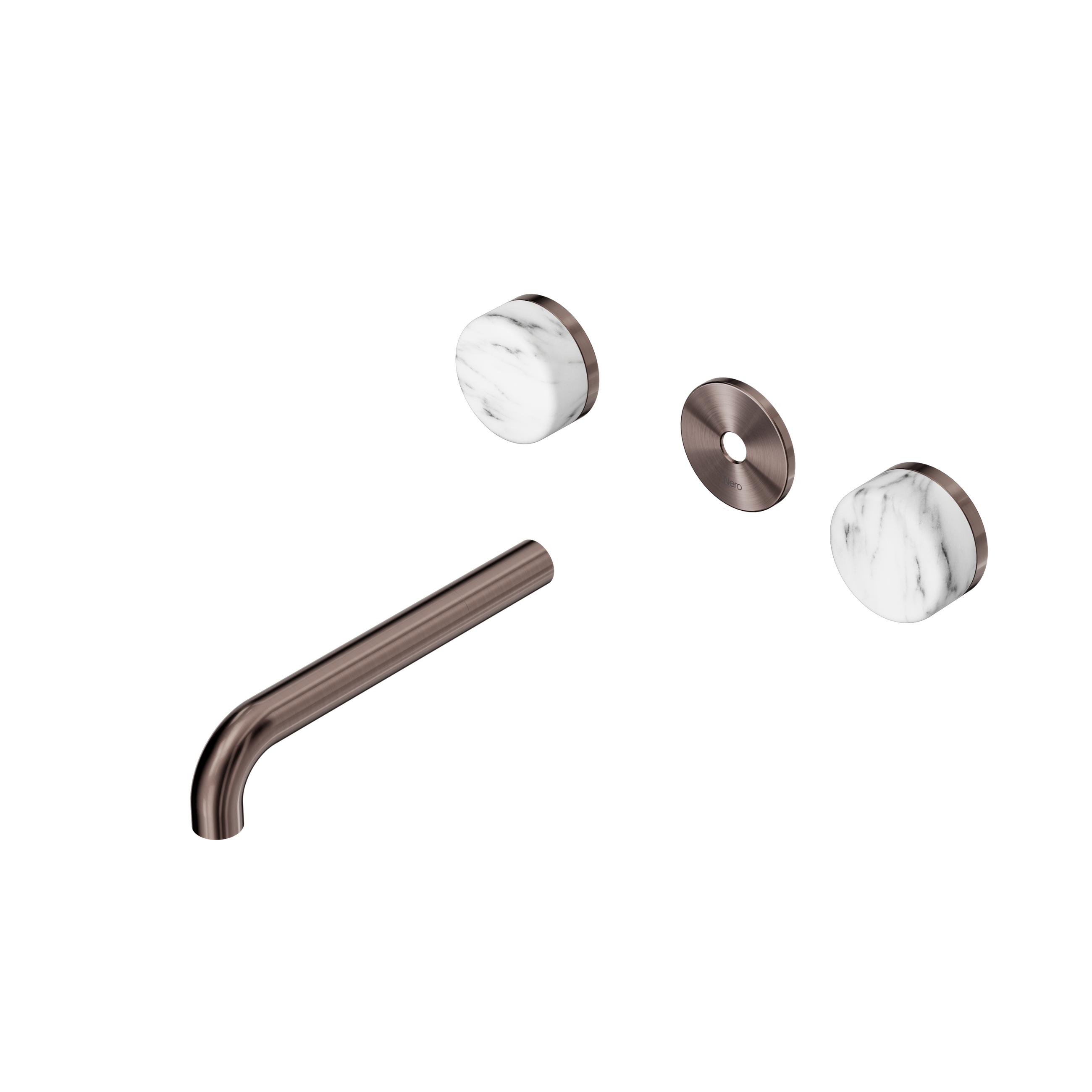 Serenity Wall Basin Set 185mm Spout With Arabescato Corchia Handle Trim Kit Only Brushed Bronze