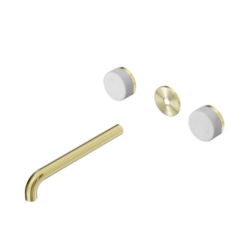 Serenity Wall Basin Set 220mm Spout With Carrara Handle Trim Kit Only Brushed Gold