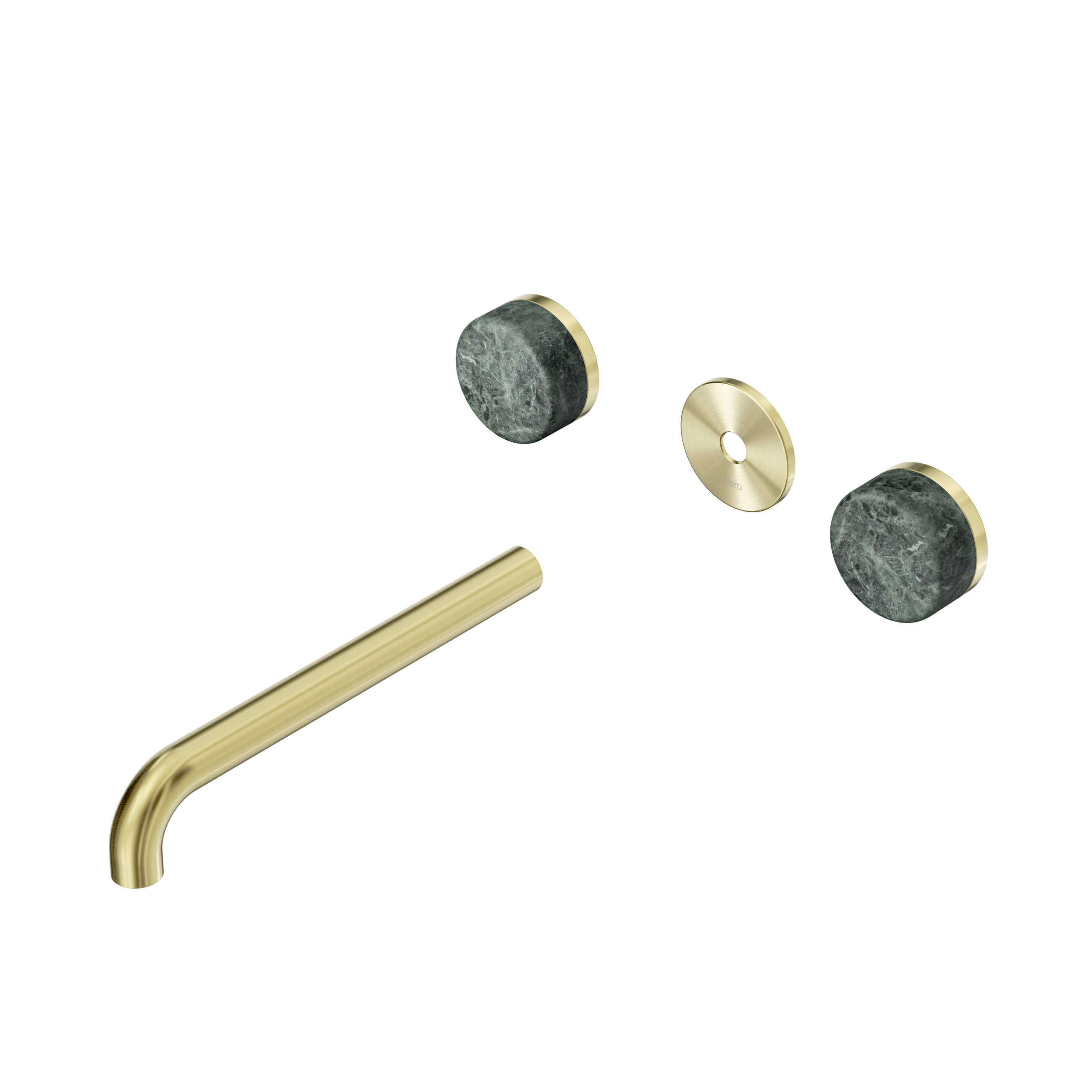 Serenity Wall Basin Set 220mm Spout With Verde Alpi Handle Trim Kit Only Brushed Gold
