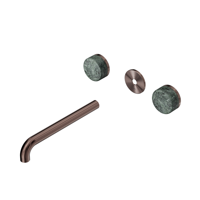 Serenity Wall Basin Set 220mm Spout With Verde Alpi Handle Trim Kit Only Brushed Bronze