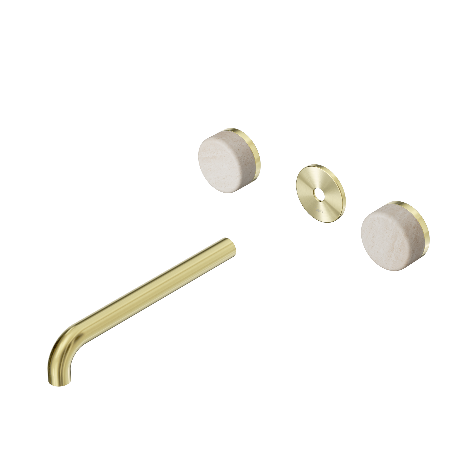 Serenity Wall Basin Set 220mm Spout With Rome Travertine Handle Trim Kit Only Brushed Gold