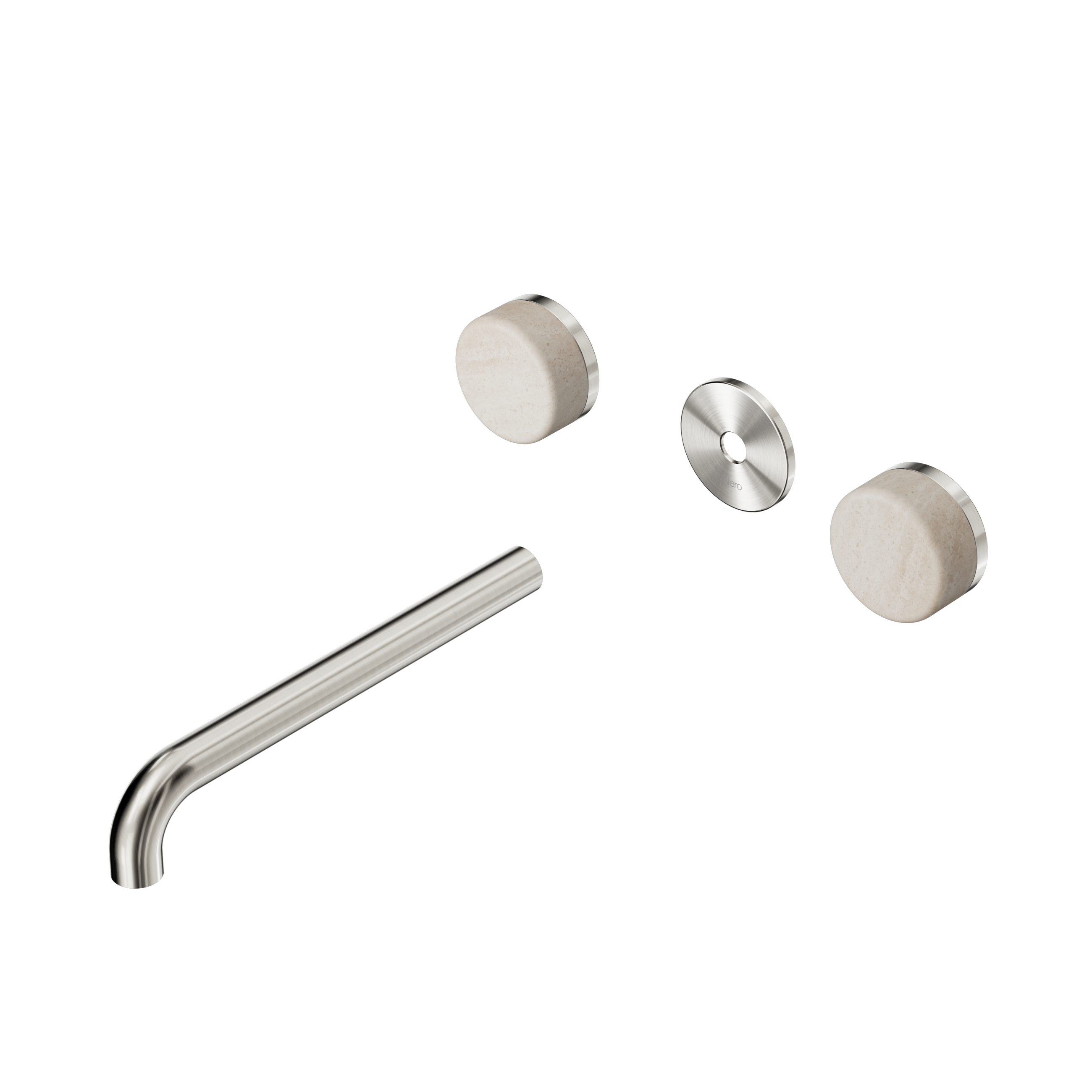 Serenity Wall Basin Set 220mm Spout With Rome Travertine Handle Trim Kit Only Brushed Nickel