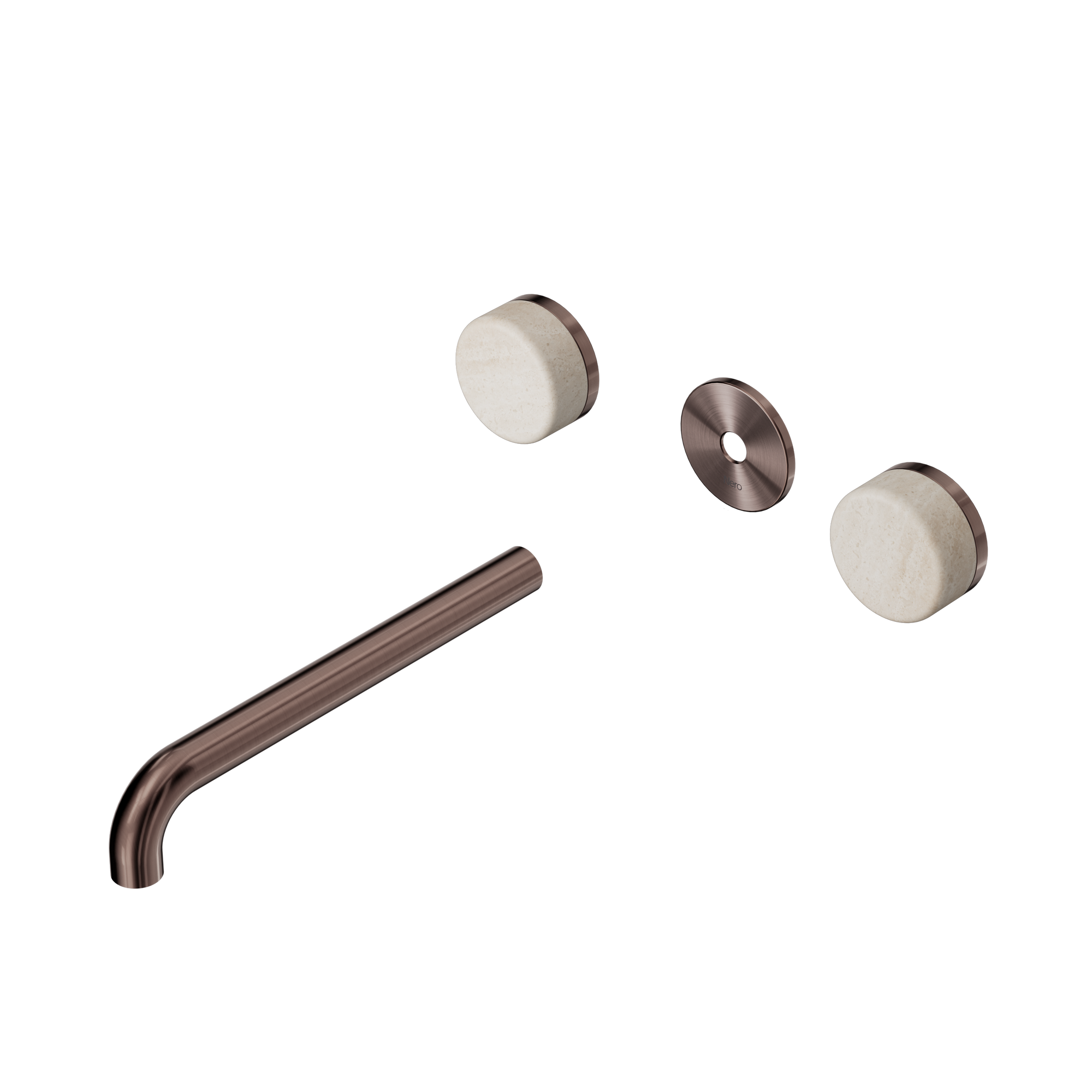 Serenity Wall Basin Set 220mm Spout With Rome Travertine Handle Trim Kit Only Brushed Bronze