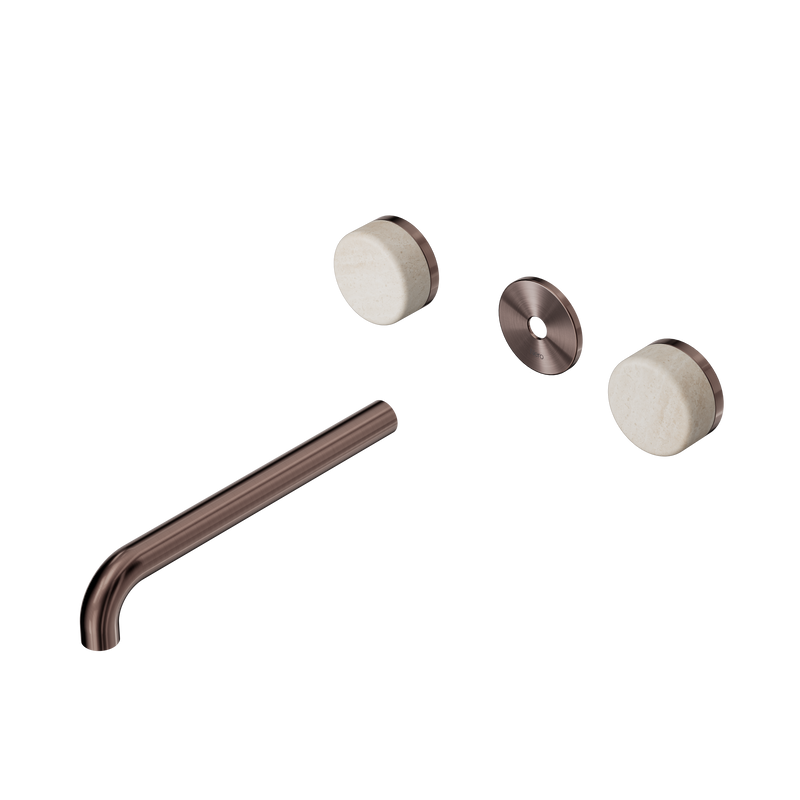 Serenity Wall Basin Set 220mm Spout With Rome Travertine Handle Trim Kit Only Brushed Bronze