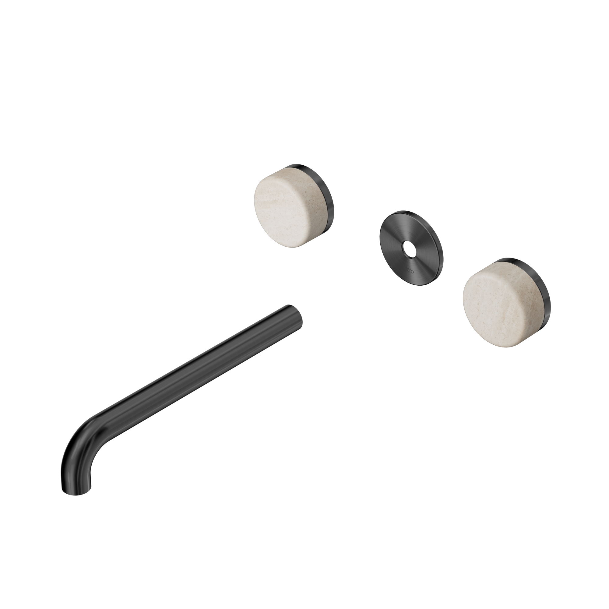 Serenity Wall Basin Set 220mm Spout With Rome Travertine Handle Trim Kit Only Gun Metal