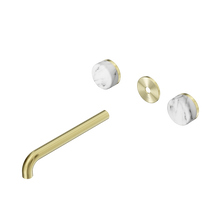 Serenity Wall Basin Set 220mm Spout With Arabescato Corchia Handle Trim Kit Only Brushed Gold