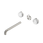 Serenity Wall Basin Set 220mm Spout With Arabescato Corchia Handle Trim Kit Only Brushed Nickel