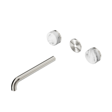 Serenity Wall Basin Set 220mm Spout With Arabescato Corchia Handle Trim Kit Only Brushed Nickel