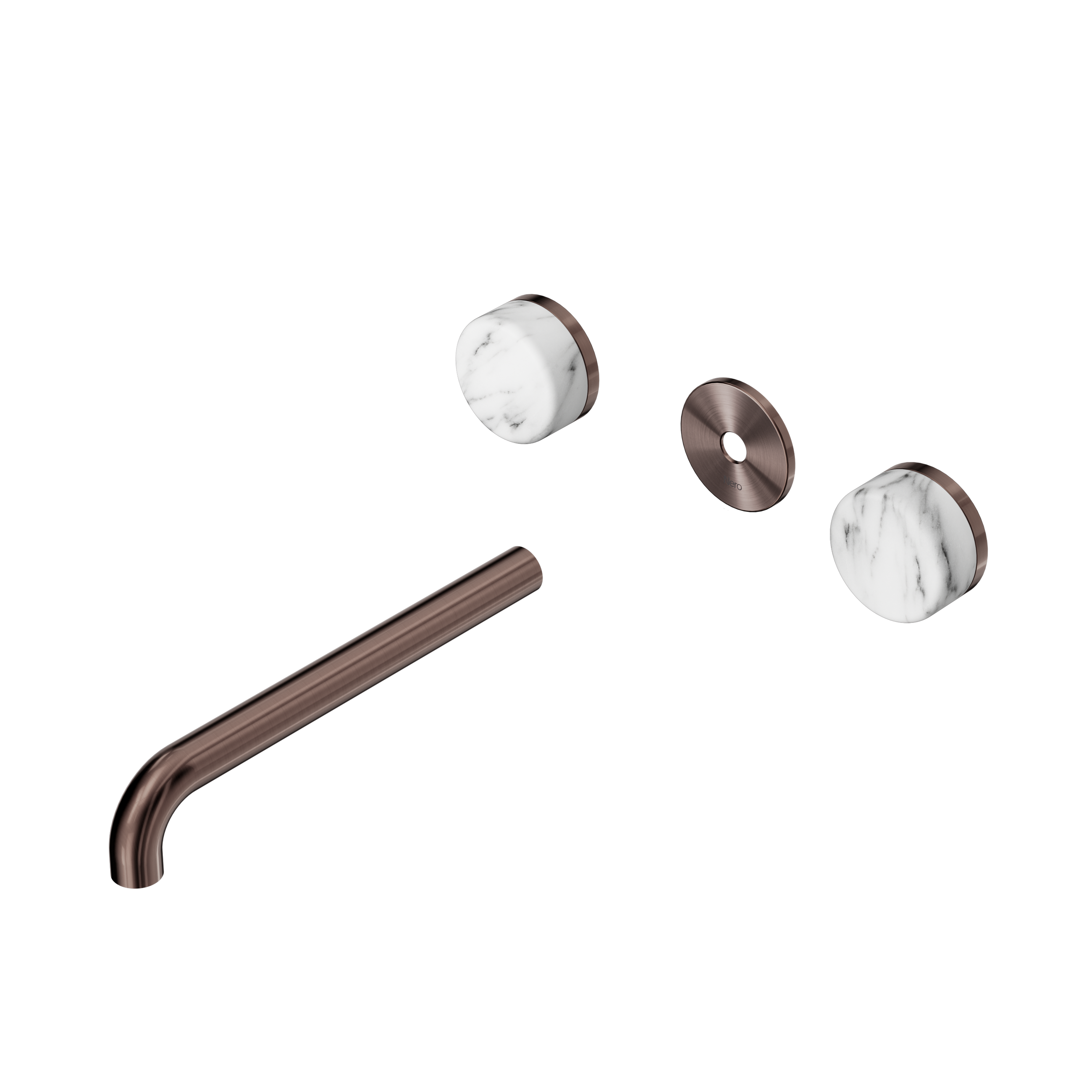 Serenity Wall Basin Set 220mm Spout With Arabescato Corchia Handle Trim Kit Only Brushed Bronze