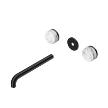 Serenity Wall Basin Set 220mm Spout With Arabescato Corchia Handle Trim Kit Only Matte Black