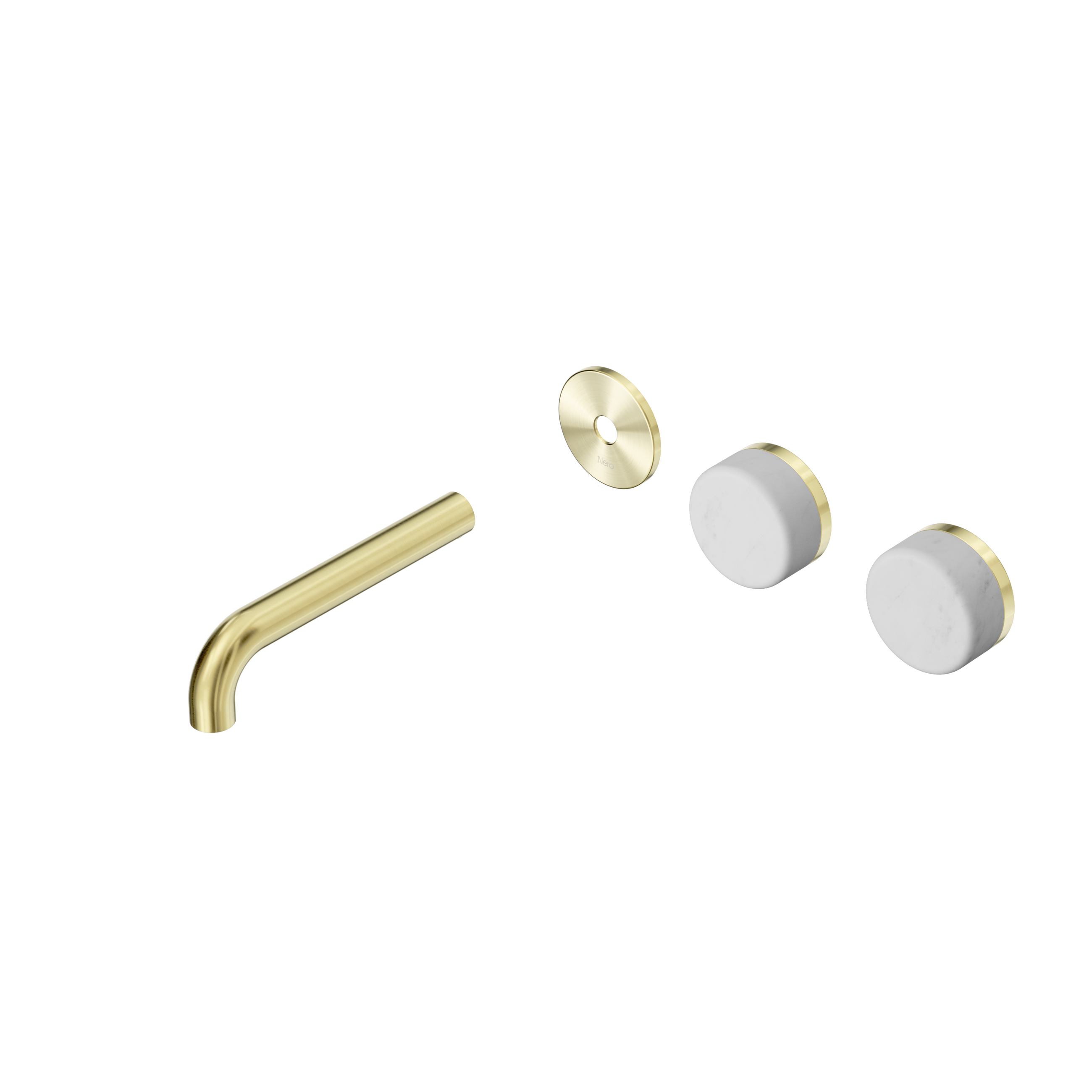 Serenity Wall Basin Set 160mm Offset Spout With Carrara Handle Trim Kit Only Brushed Gold