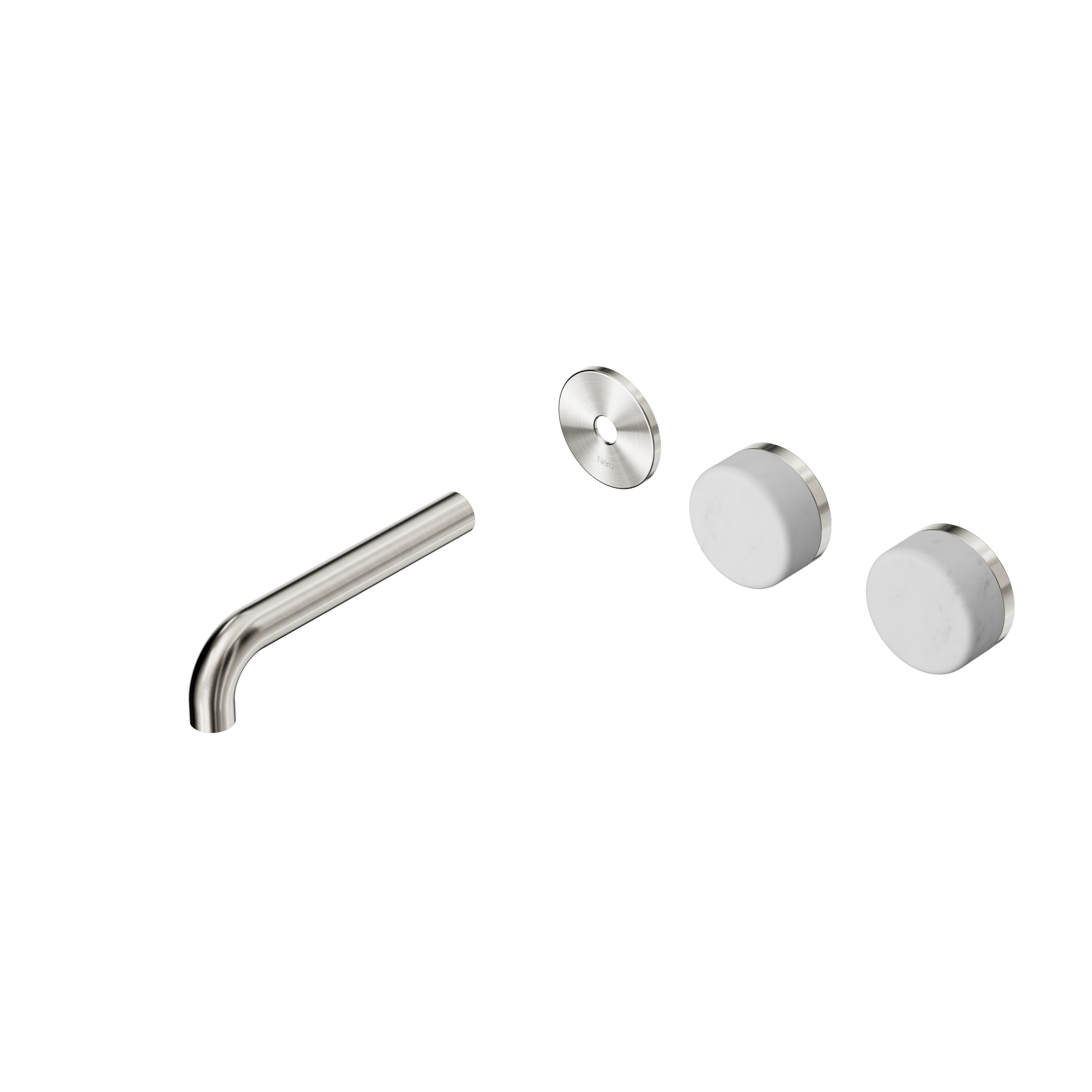 Serenity Wall Basin Set 160mm Offset Spout With Carrara Handle Trim Kit Only Brushed Nickel