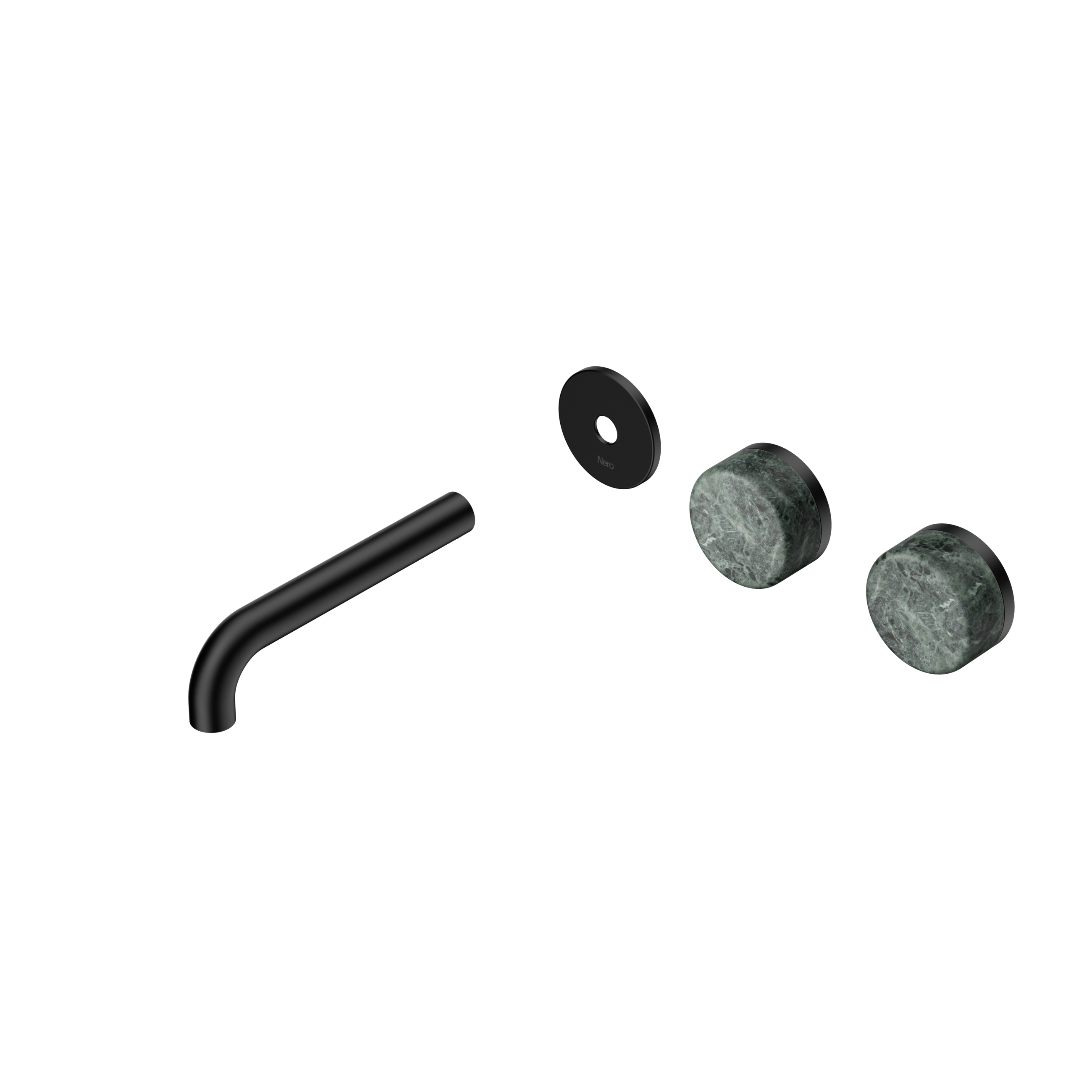Serenity Wall Basin Set 160mm Offset Spout With Verde Alpi Handle Trim Kit Only Matte Black