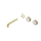 Serenity Wall Basin Set 160mm Offset Spout With Rome Travertine Handle Trim Kit Only Brushed Gold