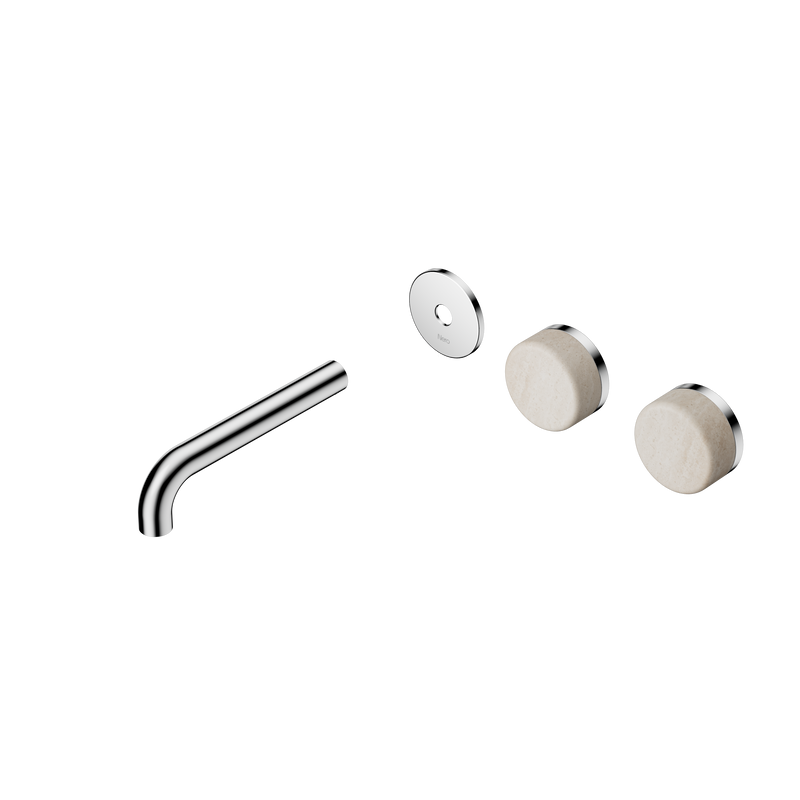 Serenity Wall Basin Set 160mm Offset Spout With Rome Travertine Handle Trim Kit Only Chrome