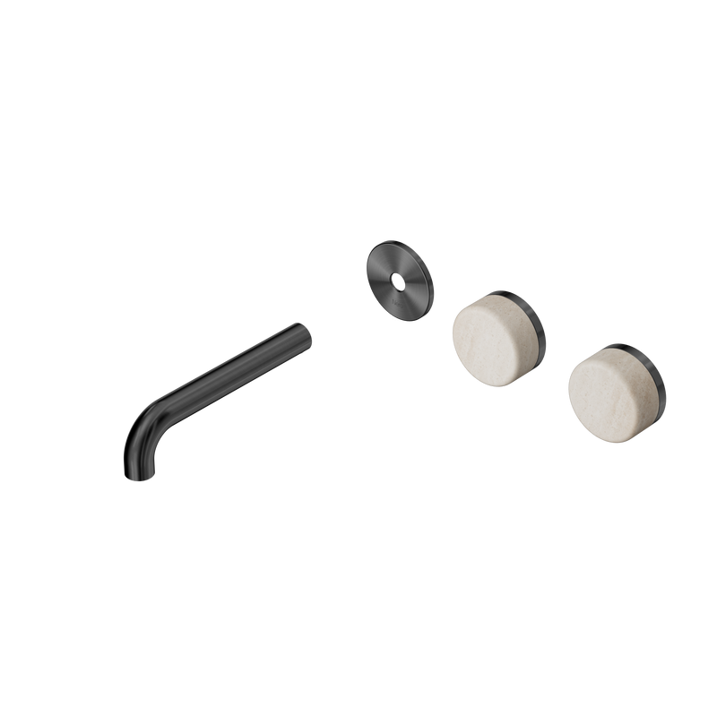 Serenity Wall Basin Set 160mm Offset Spout With Rome Travertine Handle Trim Kit Only Gun Metal