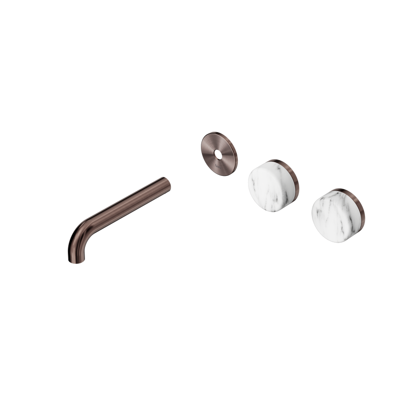 Serenity Wall Basin Set 160mm Offset Spout With Arabescato Corchia Handle Trim Kit Only Brushed Bronze