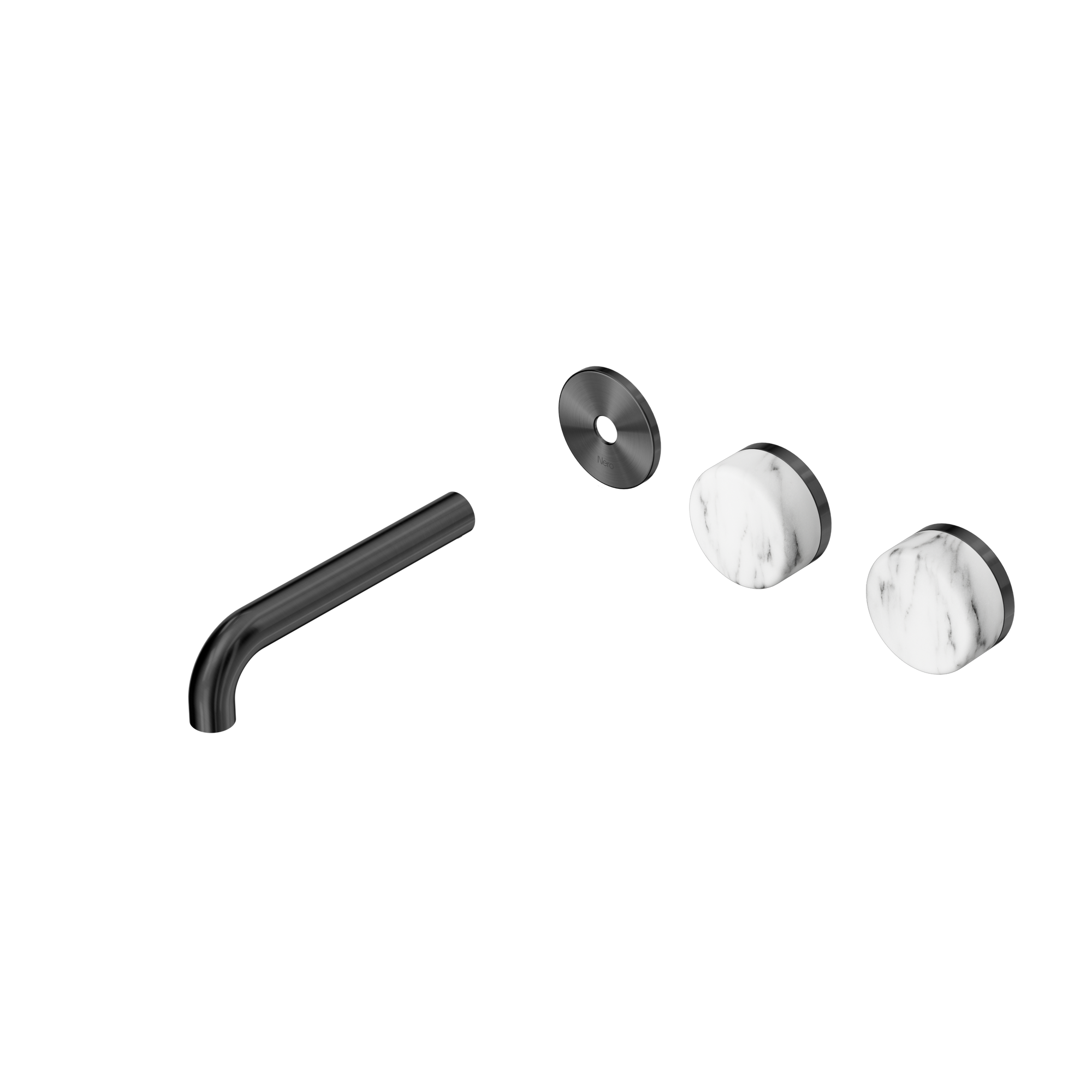 Serenity Wall Basin Set 160mm Offset Spout With Arabescato Corchia Handle Trim Kit Only Gun Metal
