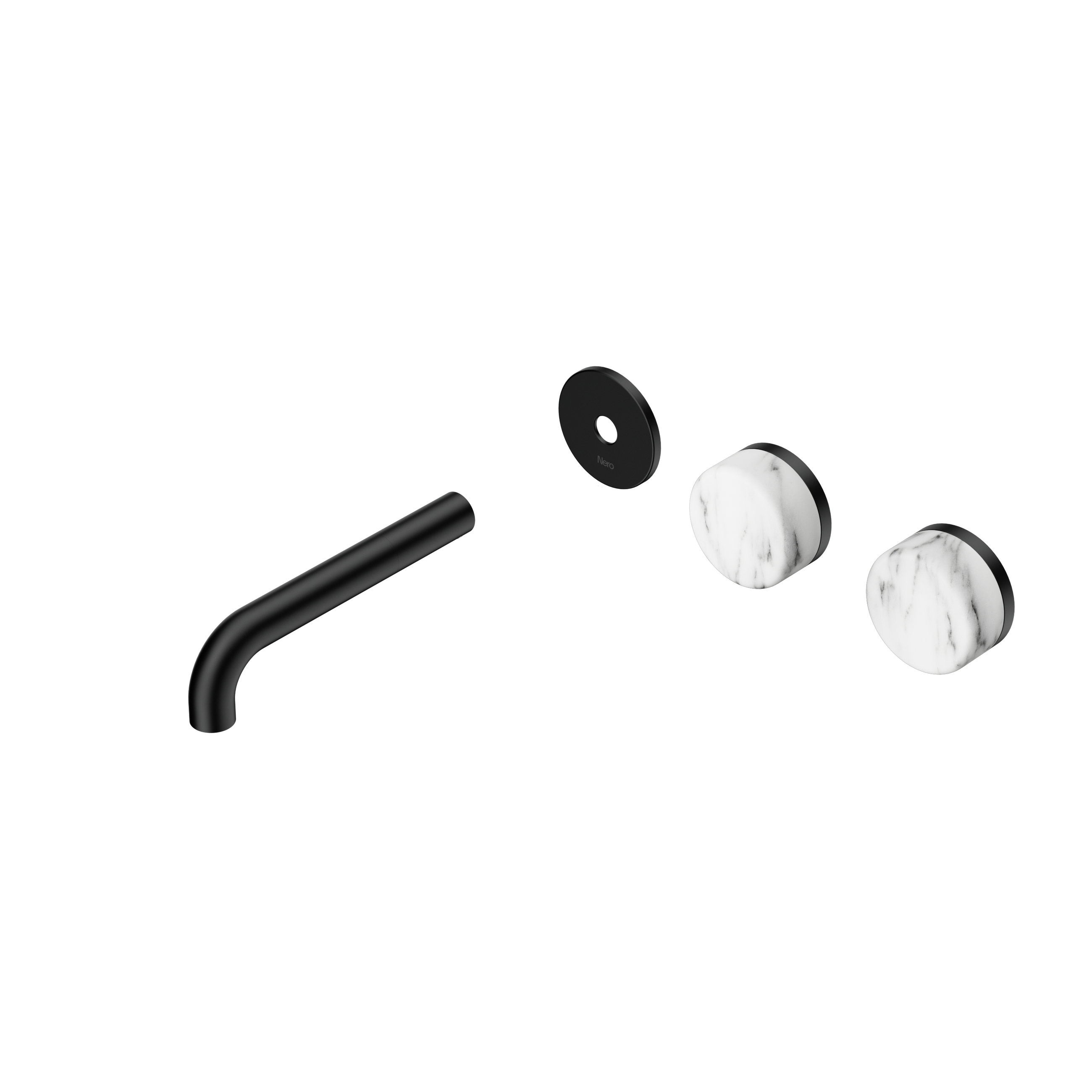 Serenity Wall Basin Set 160mm Offset Spout With Arabescato Corchia Handle Trim Kit Only Matte Black