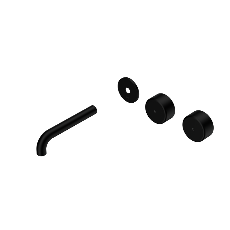 Serenity Wall Basin Set 160mm Offset Spout With Metal Handle Trim Kit Only Matte Black