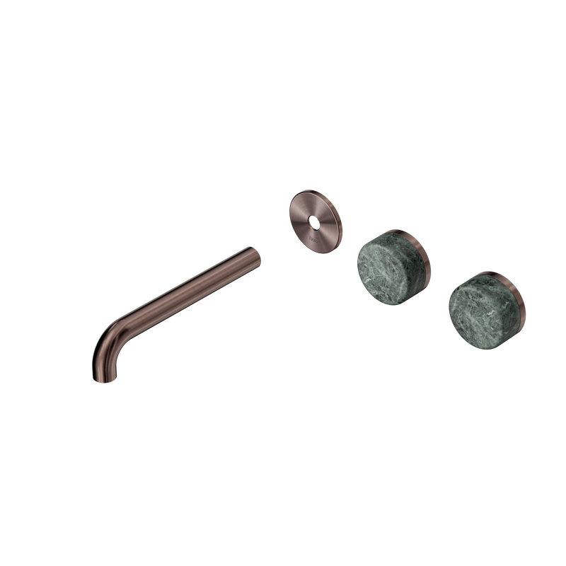 Serenity Wall Basin Set 185mm Offset Spout With Verde Alpi Handle Trim Kit Only Brushed Bronze