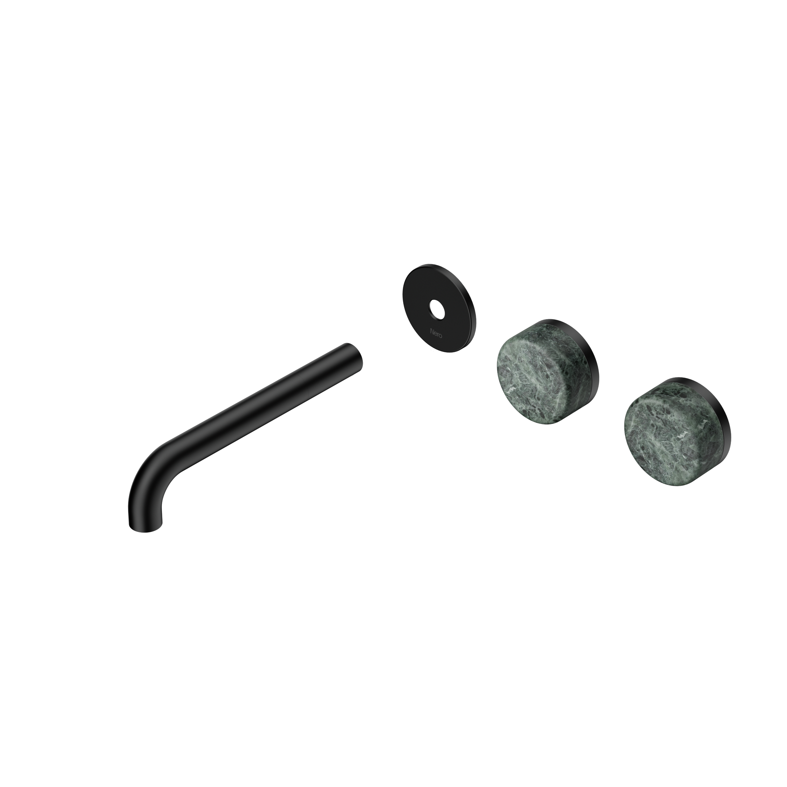 Serenity Wall Basin Set 185mm Offset Spout With Verde Alpi Handle Trim Kit Only Matte Black