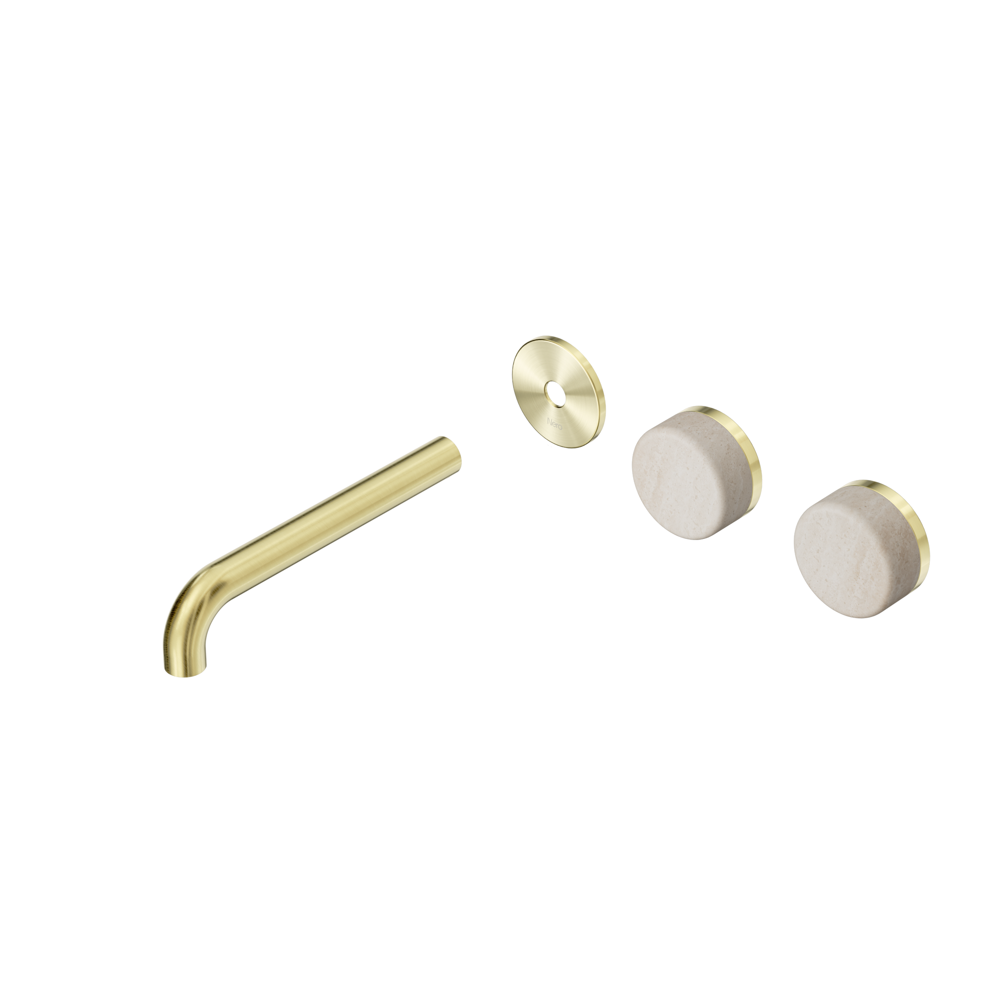 Serenity Wall Basin Set 185mm Offset Spout With Rome Travertine Handle Trim Kit Only Brushed Gold