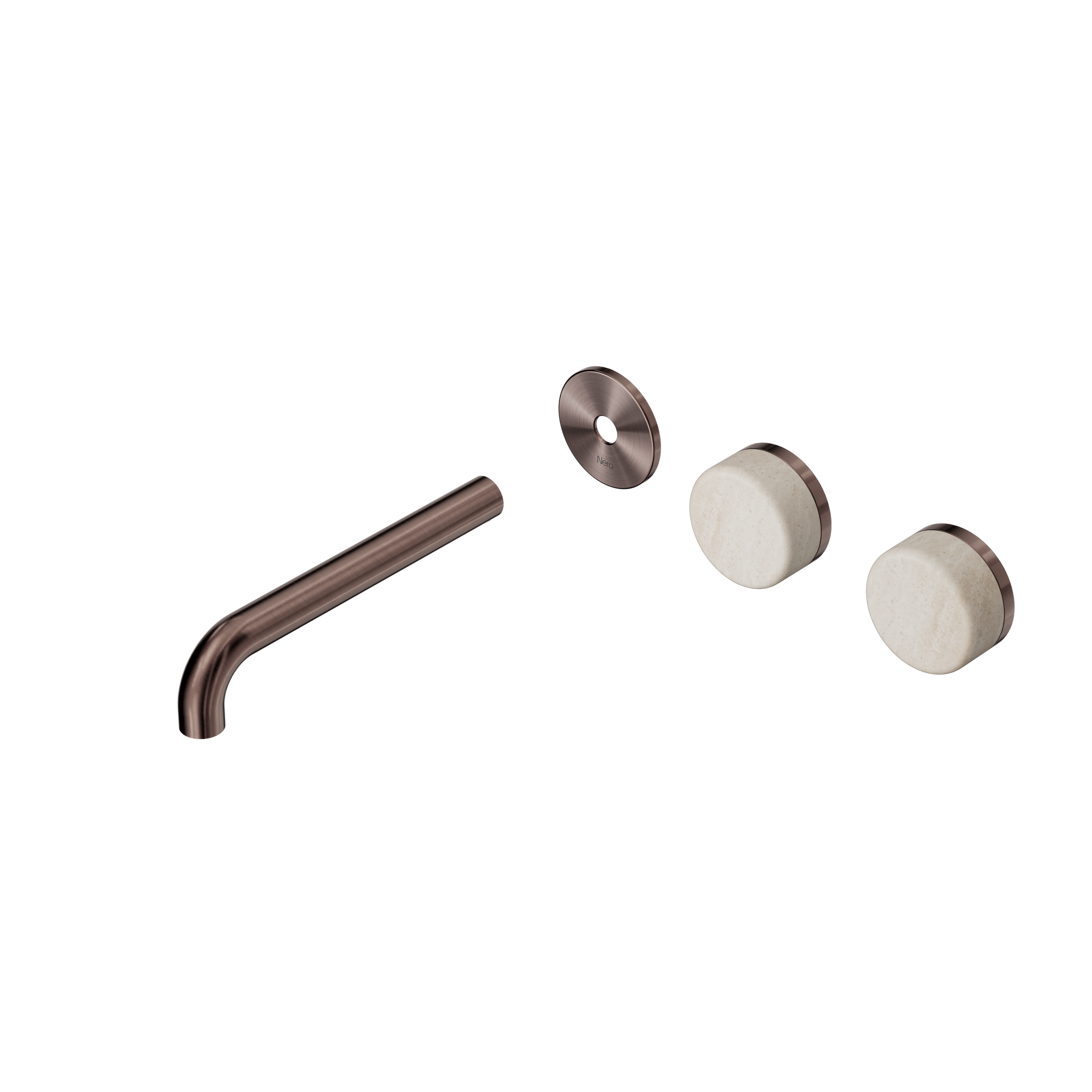 Serenity Wall Basin Set 185mm Offset Spout With Rome Travertine Handle Trim Kit Only Brushed Bronze