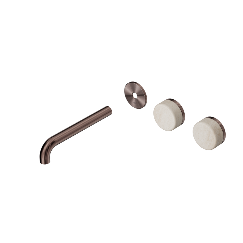 Serenity Wall Basin Set 185mm Offset Spout With Rome Travertine Handle Trim Kit Only Brushed Bronze