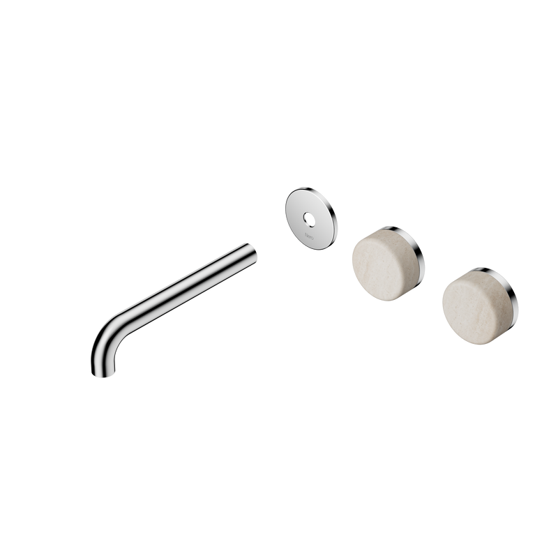 Serenity Wall Basin Set 185mm Offset Spout With Rome Travertine Handle Trim Kit Only Chrome