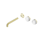 Serenity Wall Basin Set 185mm Offset Spout With Arabescato Corchia Handle Trim Kit Only Brushed Gold