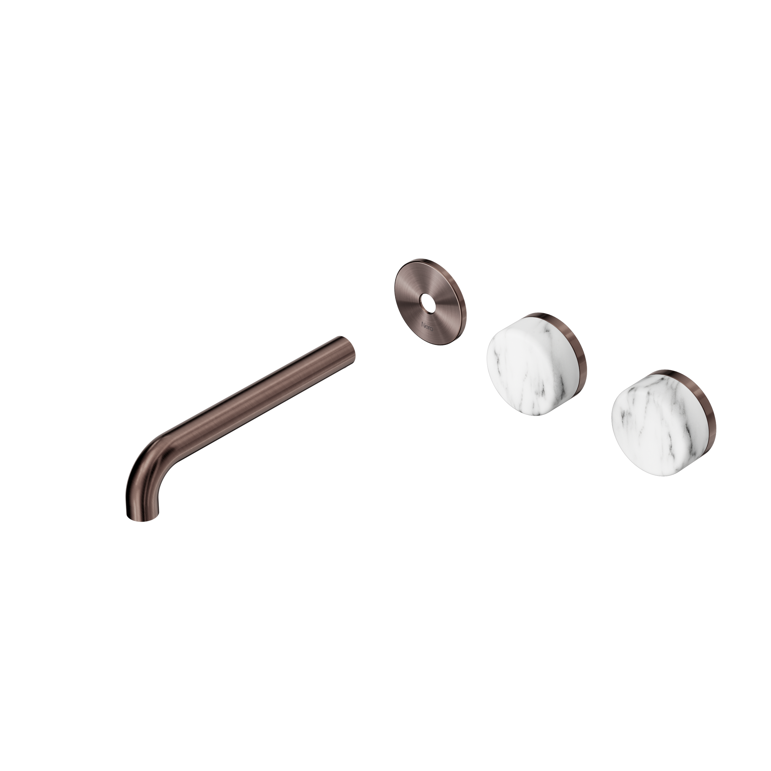 Serenity Wall Basin Set 185mm Offset Spout With Arabescato Corchia Handle Trim Kit Only Brushed Bronze