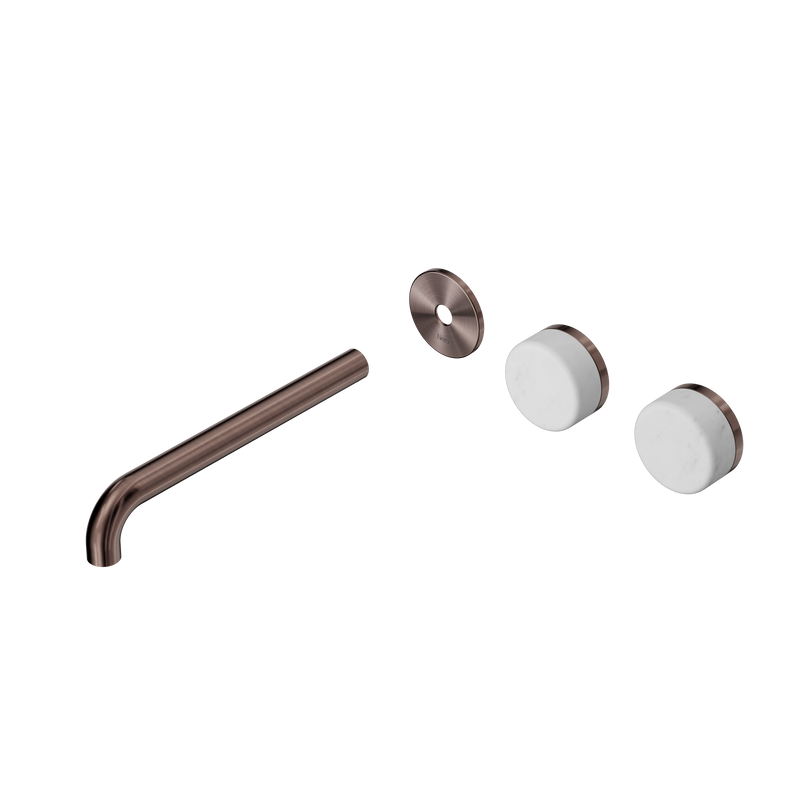 Serenity Wall Basin Set 220mm Offset Spout With Carrara Handle Trim Kit Only Brushed Bronze