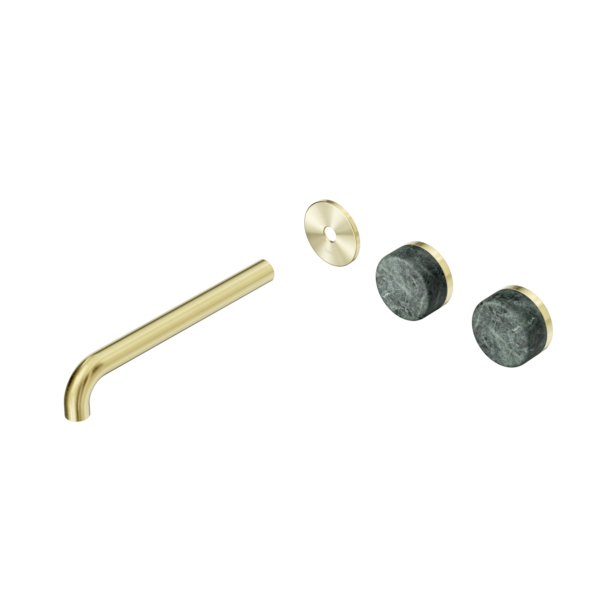 Serenity Wall Basin Set 220mm Offset Spout With Verde Alpi Handle Trim Kit Only Brushed Gold