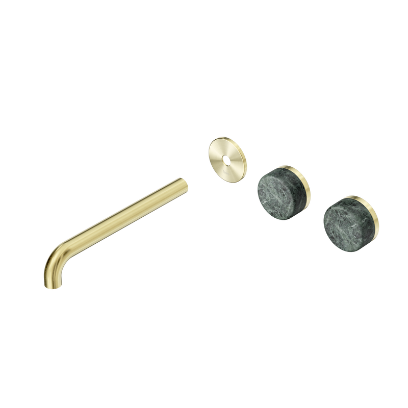 Serenity Wall Basin Set 220mm Offset Spout With Verde Alpi Handle Trim Kit Only Brushed Gold