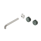 Serenity Wall Basin Set 220mm Offset Spout With Verde Alpi Handle Trim Kit Only Brushed Nickel