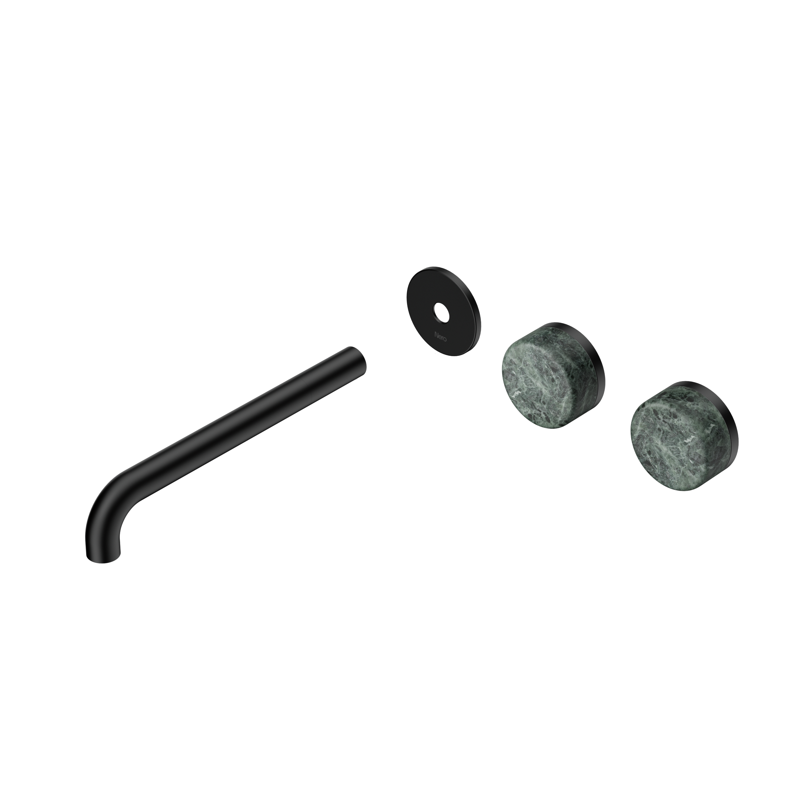 Serenity Wall Basin Set 220mm Offset Spout With Verde Alpi Handle Trim Kit Only Matte Black