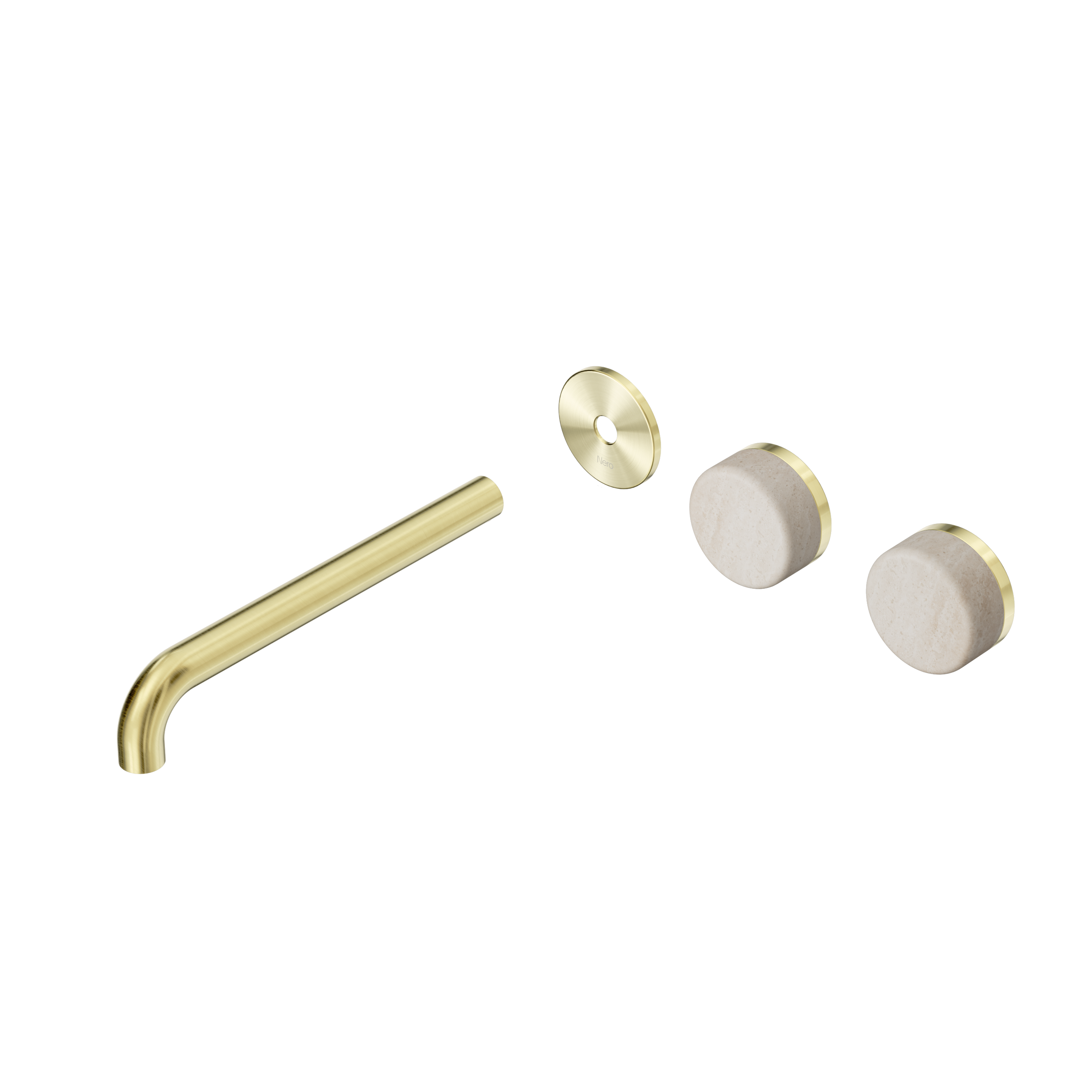 Serenity Wall Basin Set 220mm Offset Spout With Rome Travertine Handle Trim Kit Only Brushed Gold