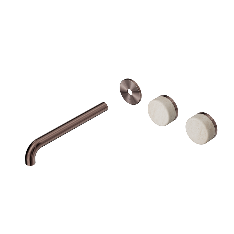 Serenity Wall Basin Set 220mm Offset Spout With Rome Travertine Handle Trim Kit Only Brushed Bronze
