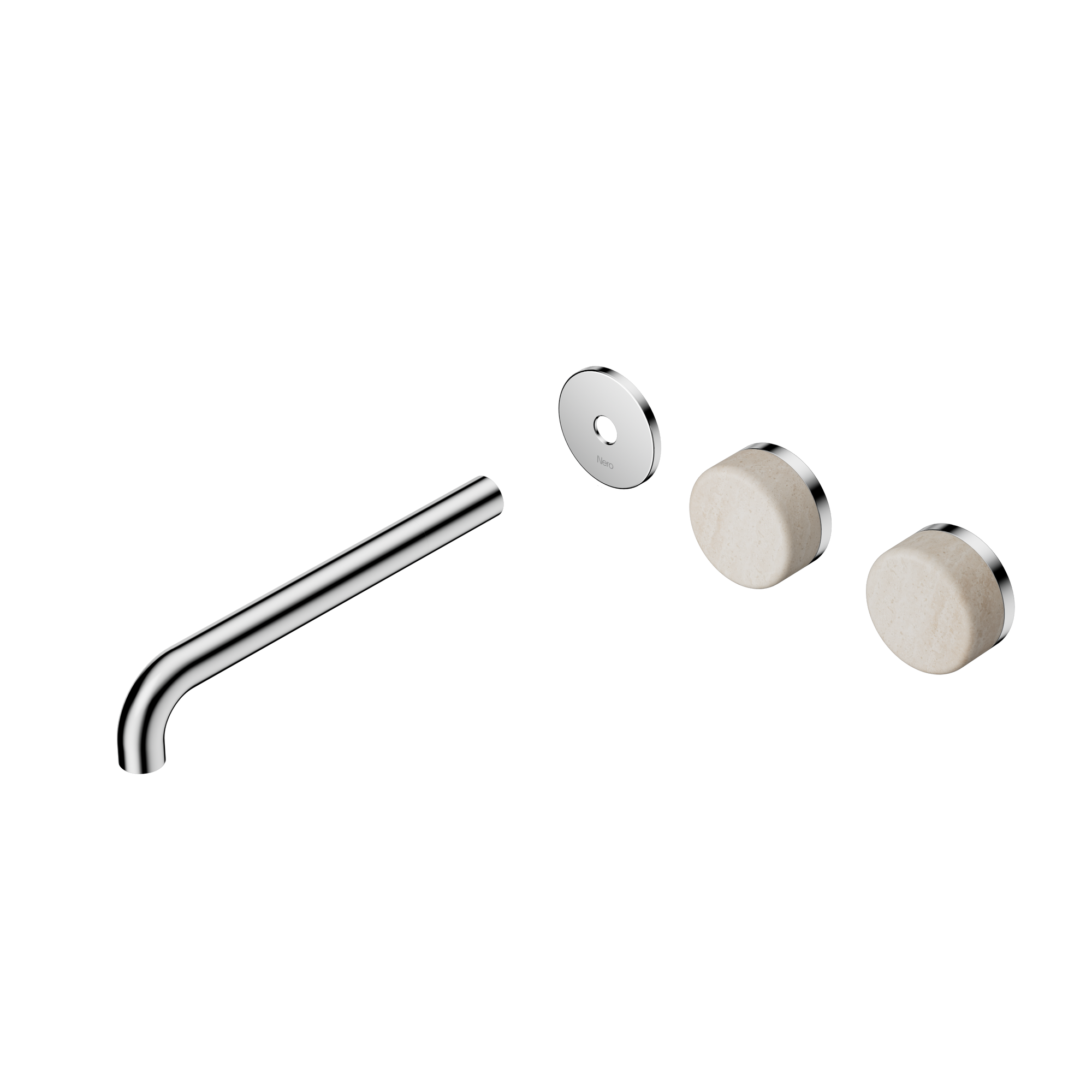 Serenity Wall Basin Set 220mm Offset Spout With Rome Travertine Handle Trim Kit Only Chrome