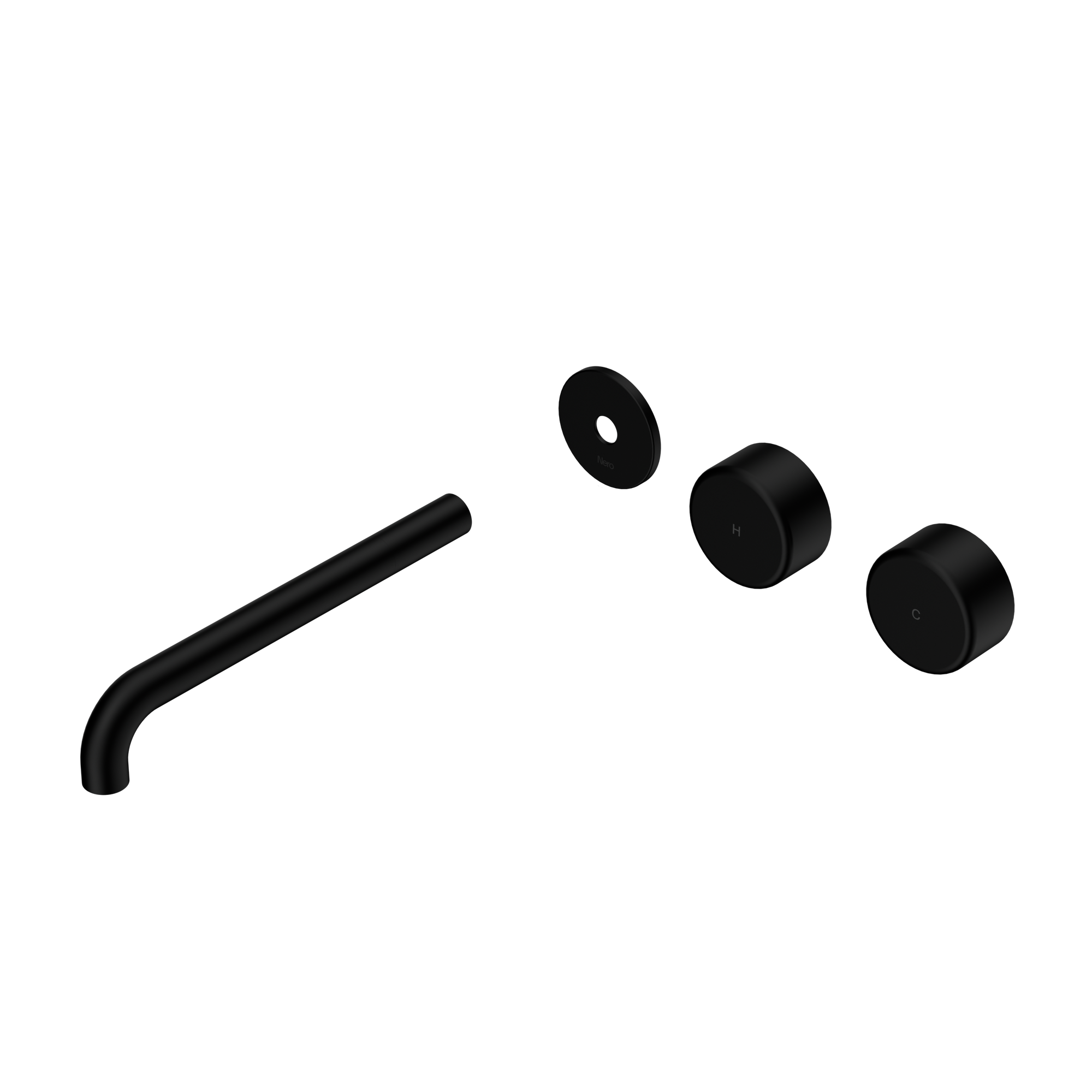 Serenity Wall Basin Set 220mm Offset Spout With Metal Handle Trim Kit Only Matte Black