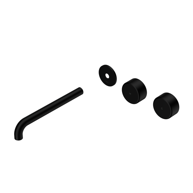 Serenity Wall Basin Set 220mm Offset Spout With Metal Handle Trim Kit Only Matte Black