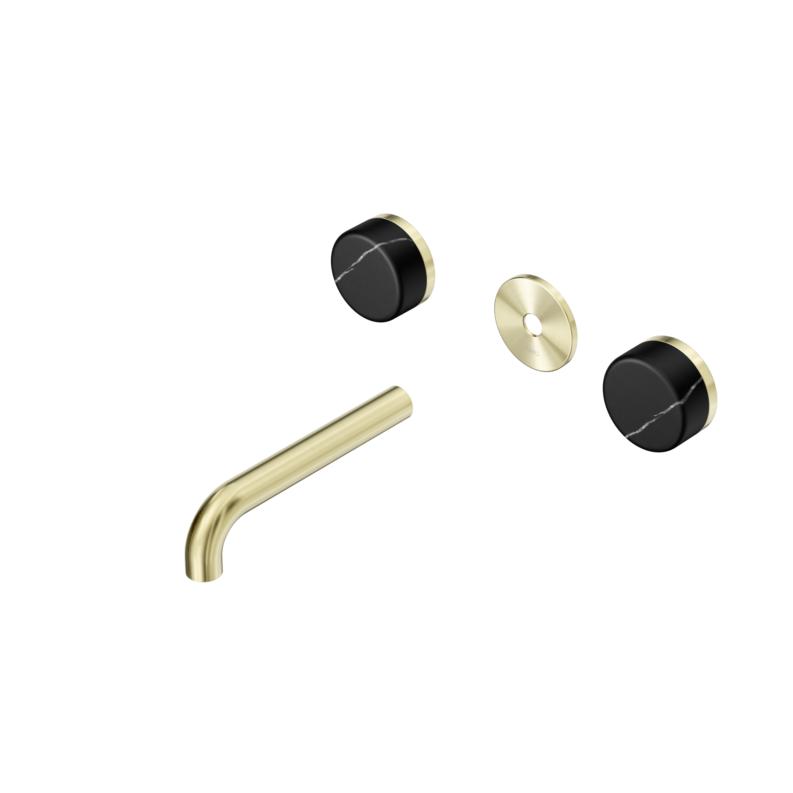 Serenity Wall Basin Set 160mm Spout With Marquina Black Handle Trim Kit Only Brushed Gold