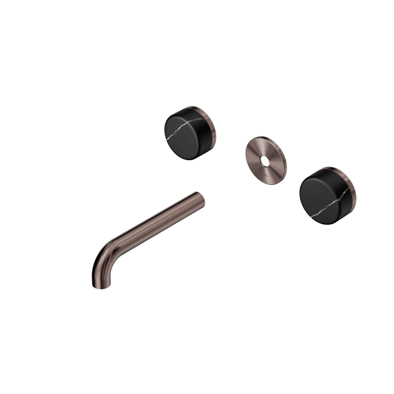 Serenity Wall Basin Set 160mm Spout With Marquina Black Handle Trim Kit Only Brushed Bronze
