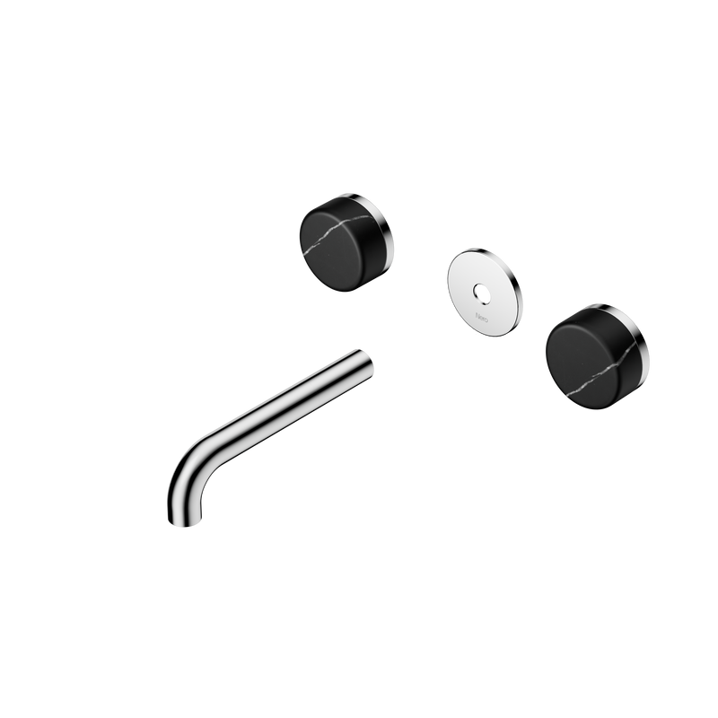 Serenity Wall Basin Set 160mm Spout With Marquina Black Handle Trim Kit Only Chrome